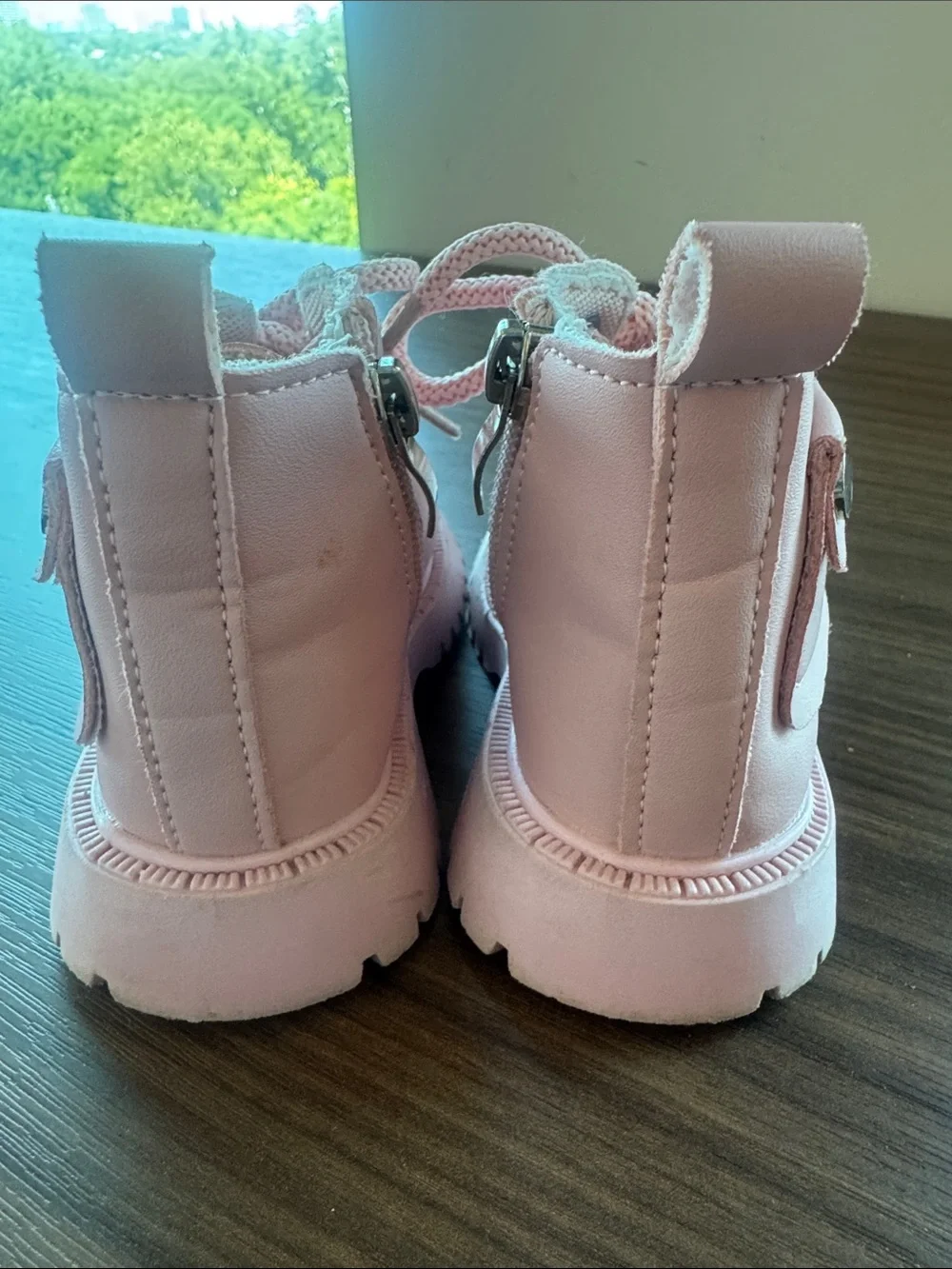 Kids Pink Lace-Up Ankle Boots